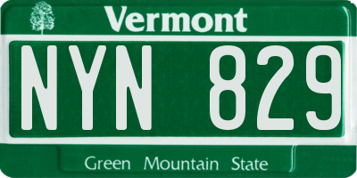 VT license plate NYN829