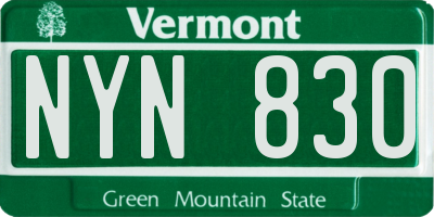 VT license plate NYN830