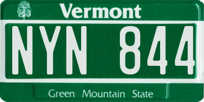 VT license plate NYN844