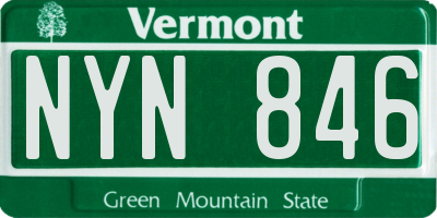 VT license plate NYN846