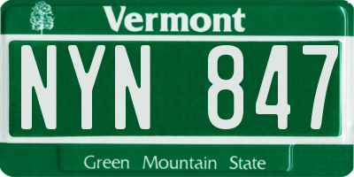 VT license plate NYN847