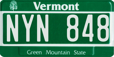VT license plate NYN848
