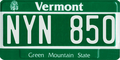 VT license plate NYN850
