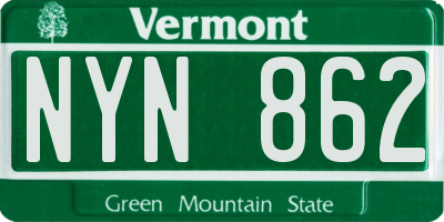VT license plate NYN862