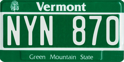 VT license plate NYN870