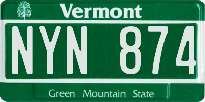 VT license plate NYN874
