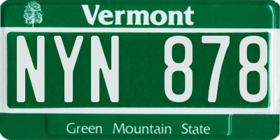 VT license plate NYN878