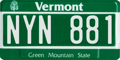 VT license plate NYN881