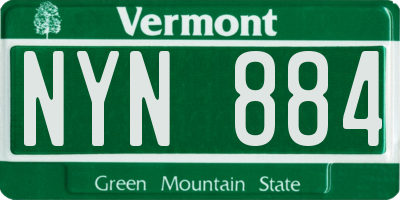 VT license plate NYN884