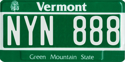 VT license plate NYN888
