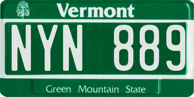 VT license plate NYN889