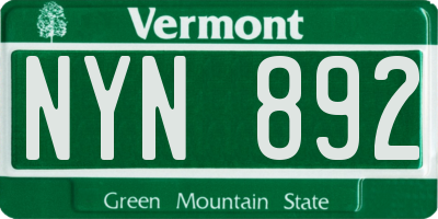 VT license plate NYN892