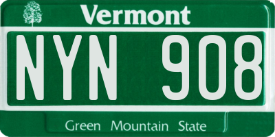 VT license plate NYN908