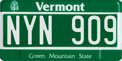 VT license plate NYN909