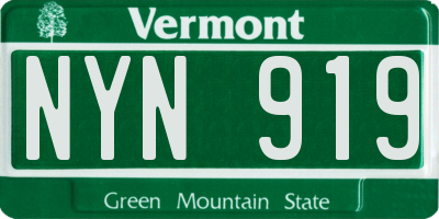 VT license plate NYN919