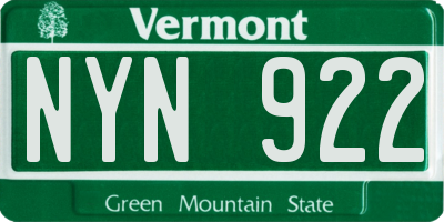 VT license plate NYN922