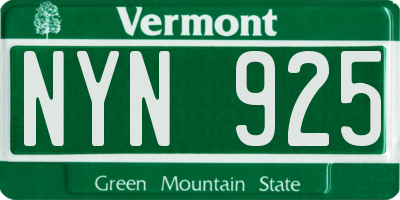 VT license plate NYN925