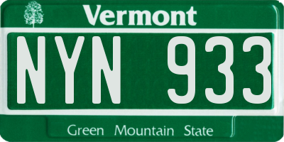 VT license plate NYN933