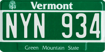 VT license plate NYN934