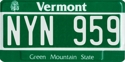 VT license plate NYN959