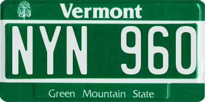 VT license plate NYN960