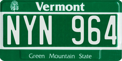 VT license plate NYN964