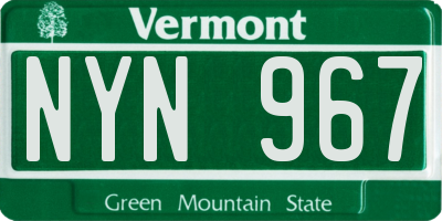 VT license plate NYN967