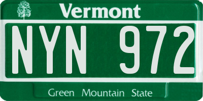 VT license plate NYN972