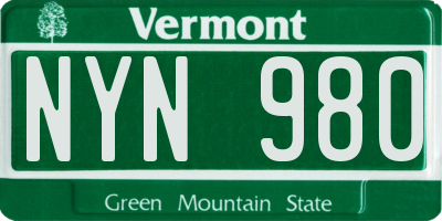 VT license plate NYN980