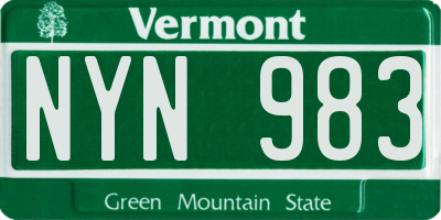 VT license plate NYN983