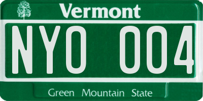 VT license plate NYO004