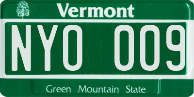 VT license plate NYO009