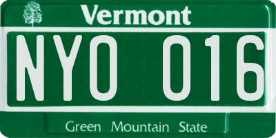 VT license plate NYO016