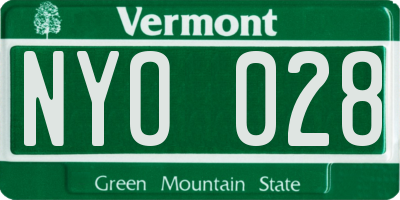 VT license plate NYO028