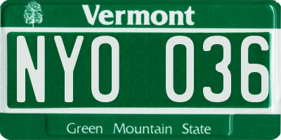 VT license plate NYO036