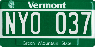 VT license plate NYO037