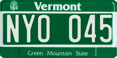 VT license plate NYO045