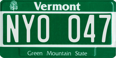 VT license plate NYO047