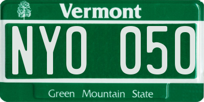 VT license plate NYO050