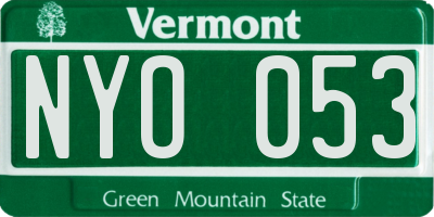 VT license plate NYO053