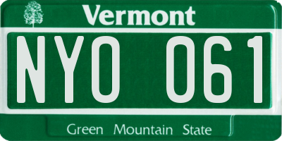 VT license plate NYO061