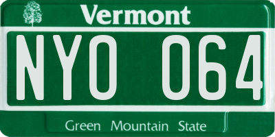 VT license plate NYO064