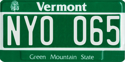 VT license plate NYO065