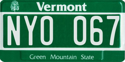 VT license plate NYO067