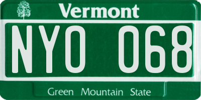 VT license plate NYO068