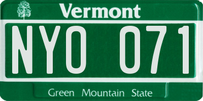 VT license plate NYO071
