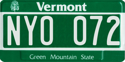 VT license plate NYO072