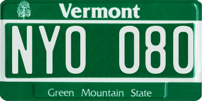 VT license plate NYO080