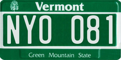 VT license plate NYO081