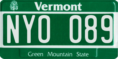 VT license plate NYO089